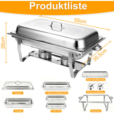 Roestvrij stalen Chafing Dish Container Gastronormcontainer Warmtecontainer Voedselwarmer 6L Roestvrij Staal Chafing Dish