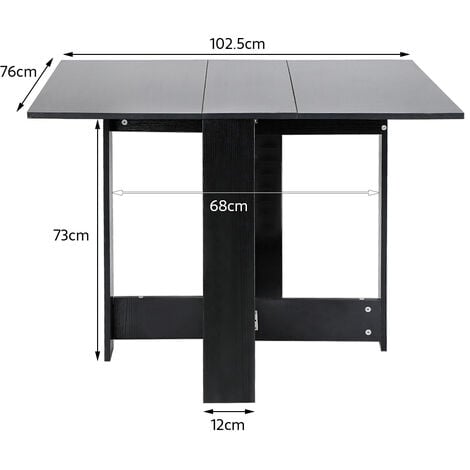 Klapptisch Esstisch Tisch klappbar Raumwunder 1037673.4cm Tisch Möbel Schwarz