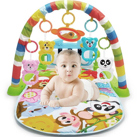 Baby Spielmatte Baby Music Pad 4 In 1 Piano Fitness Abenteuerdecke mit Spielbogen Spieldecke Spielmatte Gym