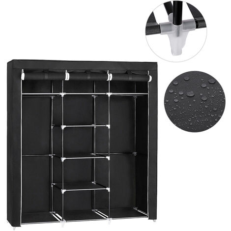 Kleiderschrank Stoffschrank Faltschrank 17515045cm Wäscheschrank Garderobe Schwarz (1/5)