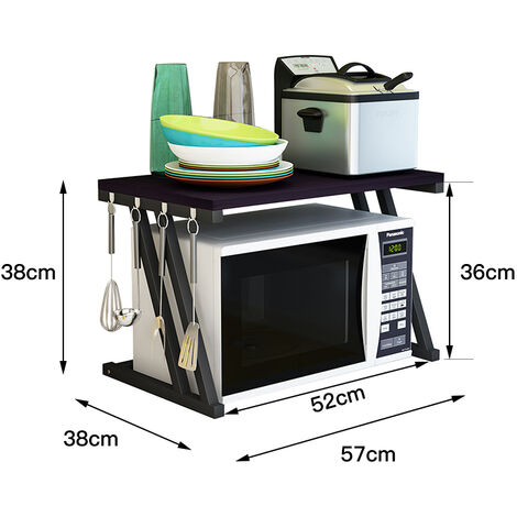 Mikrowellenregal Aus Stahl Mit Haken - 2-stöckiges Küchenregal Für Mikrowelle & Backofen