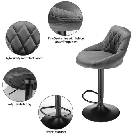 2er Set Barhocker Höhenverstellbar – Drehbar, Mit Rückenlehne & Fußstütze