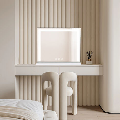 Hollywood Spiegel，Schminkspiegel mit Beleuchtung, 3 Lichtfarben, Dimmbar, Touch, 501242cm - Wand Tischspiegel, Kosmetikspiegel, Theaterspiegel