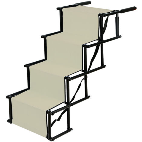 Auto Haustiertreppe Auto Klappbare,Haloyo®,Hundetreppe Stufen Rampe für Hunde,Hunderampe für Autos,LKWs,SUVs,Treppe für große und kleine Hunde,Beige