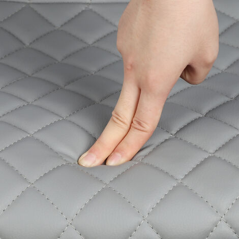 2er Set Barhocker ，Gitter-Barhocker aus PU-Twill， drehbar Barstuhl mit Rückenlehne und Fußstütze，großer karierter Barhocker， für Kücheninsel, Höhenverstellbar, hellgrau