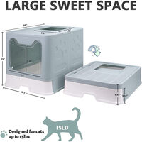 Faltbare Vollständig Geschlossene Katzentoilette,Katzentoilette von Oben mit Deckel, mit Katzentoilettenschaufel,Feder-Teaser-Katzenspielzeug,Große Kapazität, Leicht zu Reinigen,blau