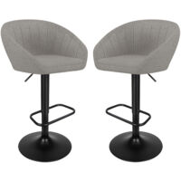 2er-Set Moderne höhenverstellbare Barhocker aus Stoff Hellgrau Barstühle