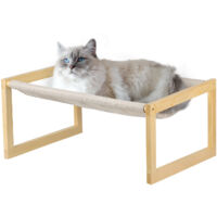 Haloyo® Abnehmbares Katzenbett aus Holz, Katzenzelte, abnehmbar und waschbar, Holzfarbe
