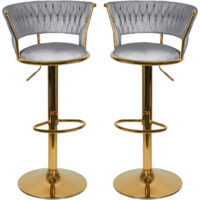 Haloyo® Barhocker, 2er-Set Barhocker, Küchenhochstuhl für Esszimmer, Wohnzimmer, Bistro, grau