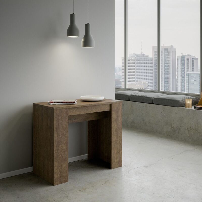 Table de Bureau à Rallonges peut Transformer Comme Console Extensible avec  2 Tiroirs en Bois Multifonctionelle - Costway