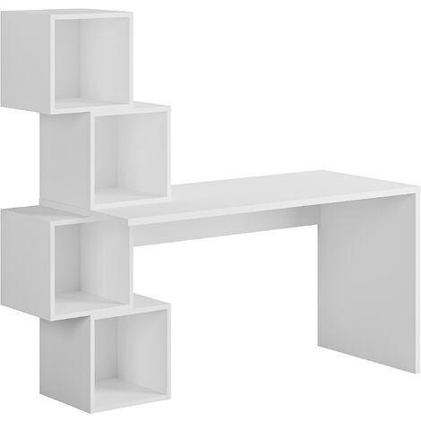 Decortie Balance Modern Desk With Shelves - White