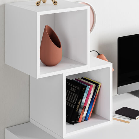 Decortie Balance Modern Desk With Shelves - White