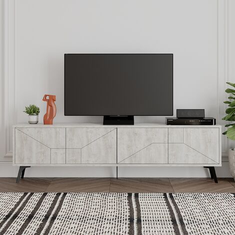 Decortie Dune Modern TV Stand Multimedia Centre TV Unit Ancient White With Storage Cabinet 180cm