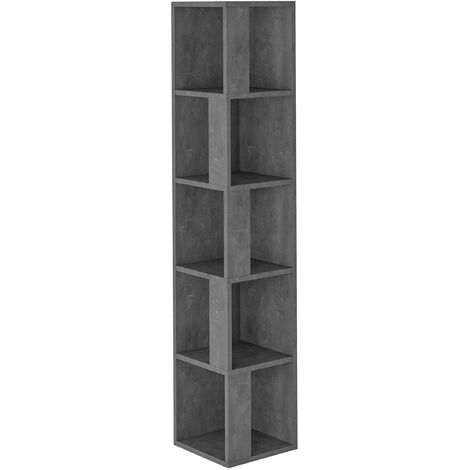 Decortie Piano Modern Corner Bookcase Display Unit - Retro Grey