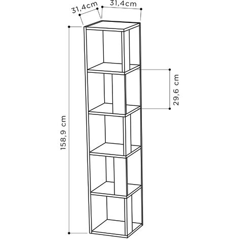 Decortie Piano Modern Corner Bookcase Display Unit - Retro Grey