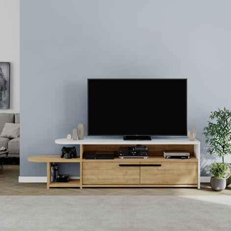 Decortie Lyra Modern TV Stand Multimedia Centre TV Unit With Storage Cabinet 167cm - Oak / White (1/5)