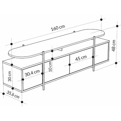 Decortie Hanley Modern TV Stand Multimedia Centre TV Unit With Storage Cabinet 160cm - Black Marble Effect / White