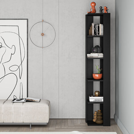 Decortie Nati Modern Corner Corner Bookcase Display Tall 161cm - Black Bute