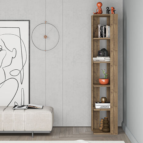 Decortie Nati Modern Corner Corner Bookcase Display Tall 161cm  - Dark Oak Effect