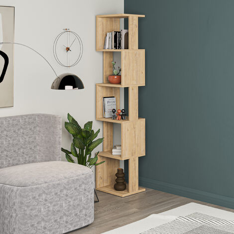 Decortie Piri Modern Bookcase Display Unit Tall 161cm - Oak / Oak (1/5)