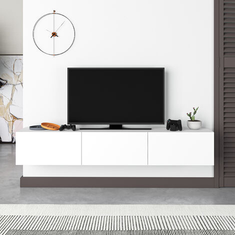 Decortie Francy Modern TV Stand Multimedia Centre TV Unit 180 With Storage Cabinet 180cm - White (1/4)