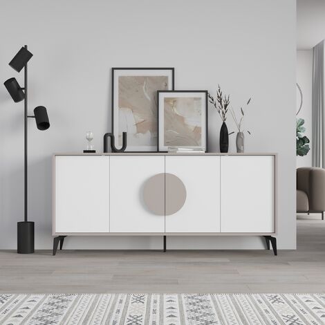 Decortie Gora Console Sideboard Display Unit 180Cm - Mocha Grey / White