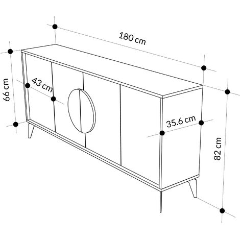 Decortie Gora Console Sideboard Display Unit 180Cm - Mocha Grey / White