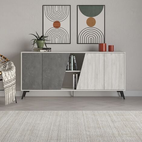 Decortie Fiona Console Sideboard Display Unit 180 - Ancient White / Retro Grey