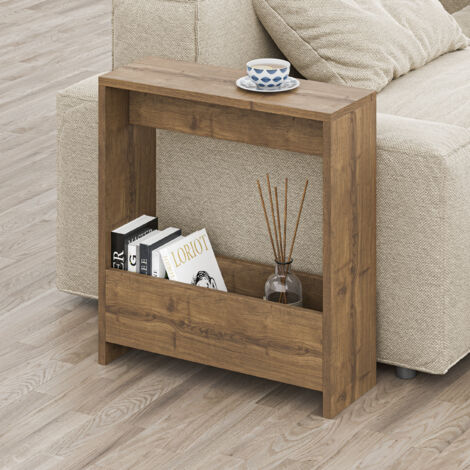 Decortie Simpi Modern Side End Table Multipurpose With Creativeness H 60cm 2 Tier - Dark Oak Effect