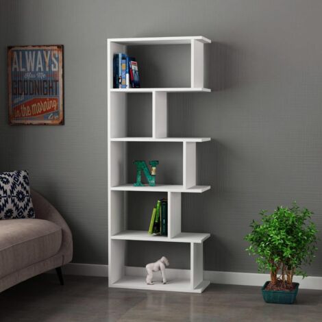 FWStyle Modern Design Bookshelf Shelving Unit Matt White Scratch Resistant (1/5)