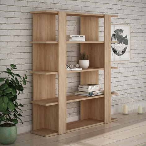 Decortie Tita Modern Bookcase Display Unit Medium 122cm - Oak