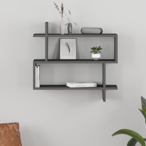 Decortie Paralel Wall Mounted Modern Bookcase Display Unit W 70cm Medium - Anthracite Grey (1/5)