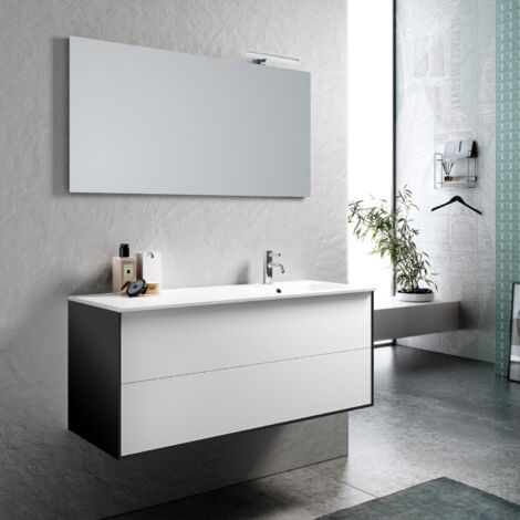 Ensemble salle de bain vasque à droite AGO 4 pièces blanc mat (1/5)
