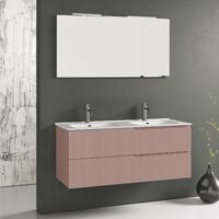 Ensemble salle de bain double vasque 5 pièces ZIP rose poudrè