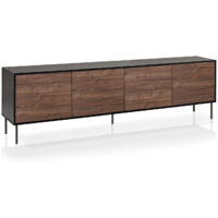 Buffet 4 portes MILANO-S noir/noyer
