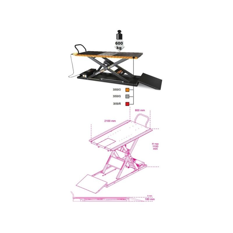 Beta 3050/600 Sollevatore idraulico per moto - Rosso