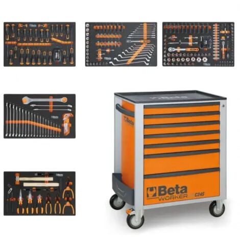Beta BW 2400S 7/E-M Cassettiera mobile arancione con assortimento in termoformati 309 Pz.