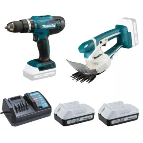 Makita DK18B56Y Set trapano a percussione e cesoie 18 V con batterie