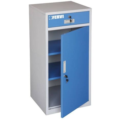Armadietto officina con anta un cassetto e serratura 50 x 46 x 100 cm Fervi a100 (1/4)