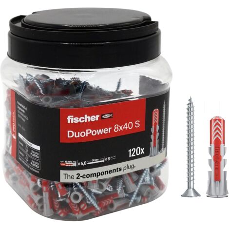 Fischer box 120 x tasselli con vite duopower 8x40 in barattolo