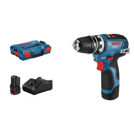 Bosch Professional Trapano Avvitatore a Batteria GSR 12V-35 FC 12 V, Con 2 batterie da 3,0 Ah e Set di accessori, in L-BOXX