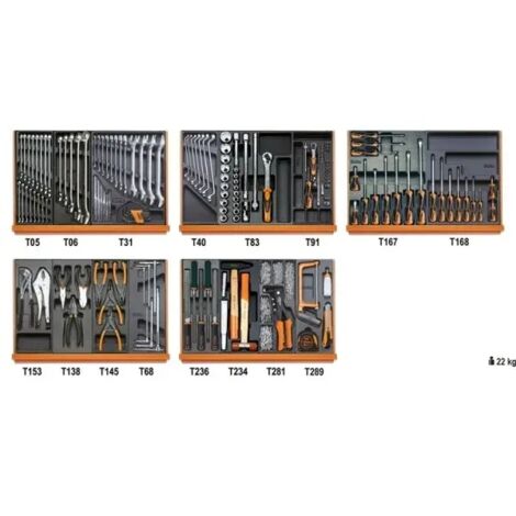 Beta 5904VI/2T Assortimento utensili manutenzione industriale in termoformati 153 Pz.