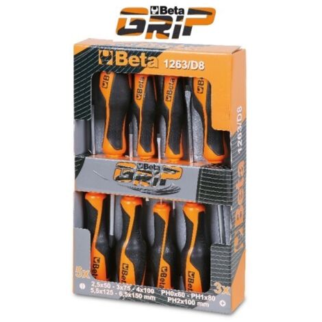 Serie giraviti betagrip taglio/croce pozidriv beta 1263/d7pz - 7 Pz