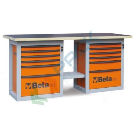 Beta C59B Banco da lavoro Endurance con doppia cassettiera - Arancione