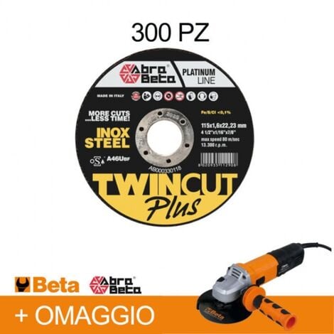 Abra Beta AB000330300 Dischi A46U da taglio 115 mm 300 Pz. con  smerigliatrice 1956