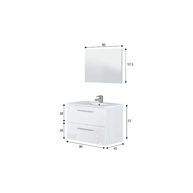 Mobile bagno multiuso 75x180,7x35 cm laccato lucido bianco a 8 ripiani