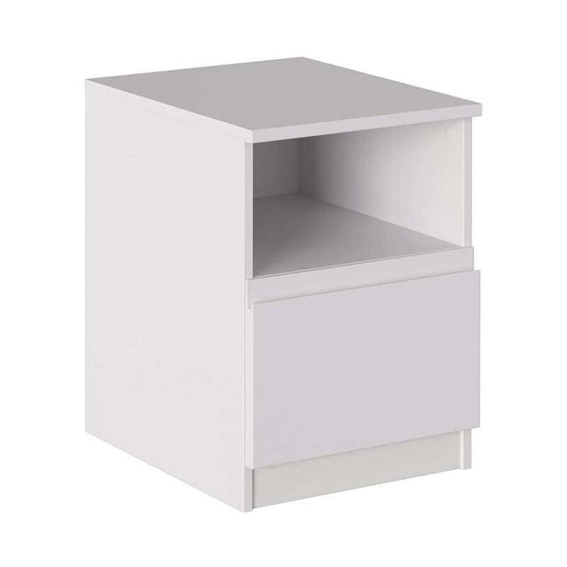 Comodino Bianco opaco con cassetto e vano serie Oslo Bianco