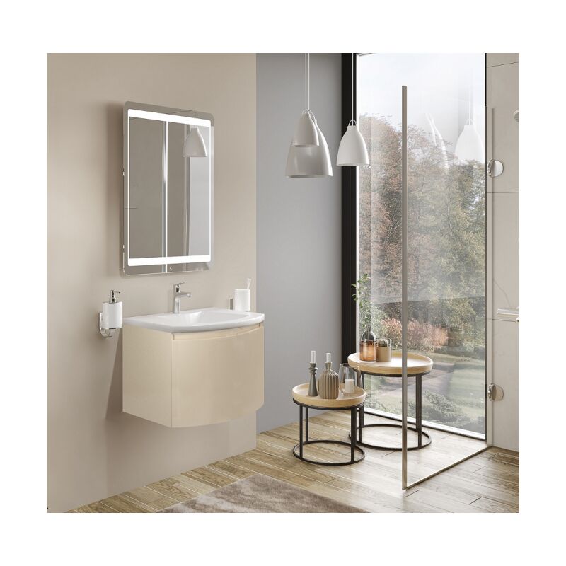 Mobile bagno sospeso 100 cm Venere in legno Bianco Lucido con Lavabo in  ceramica e specchio - Caesaroo