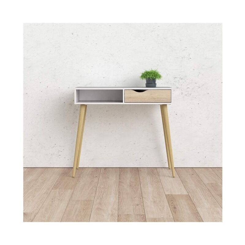 CAESAROO Scrivania 90x60 cm Bianco frassinato con Un cassetto ed Un ripiano  Effetto Cemento - Cemento/Bianco : : Casa e cucina