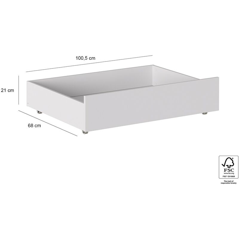 Set 2 cassettoni sottoletto 100,5x68 cm Bianco opaco serie Helsinki Bianco